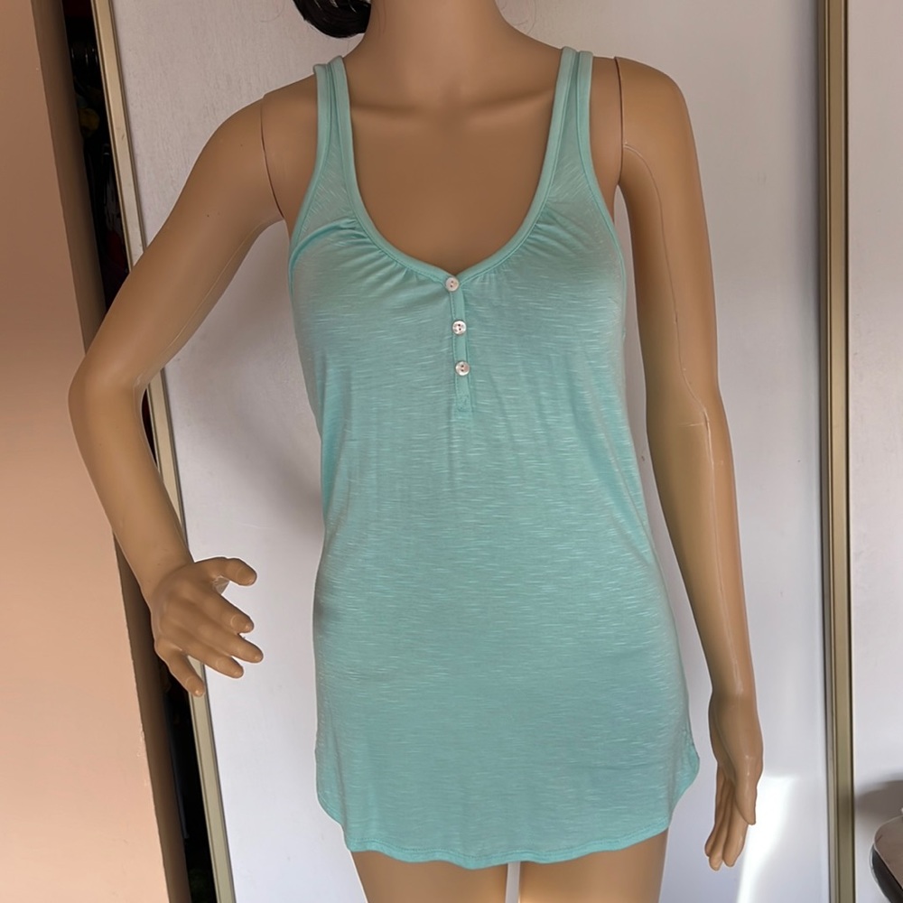 Turquoise tank top with buttons